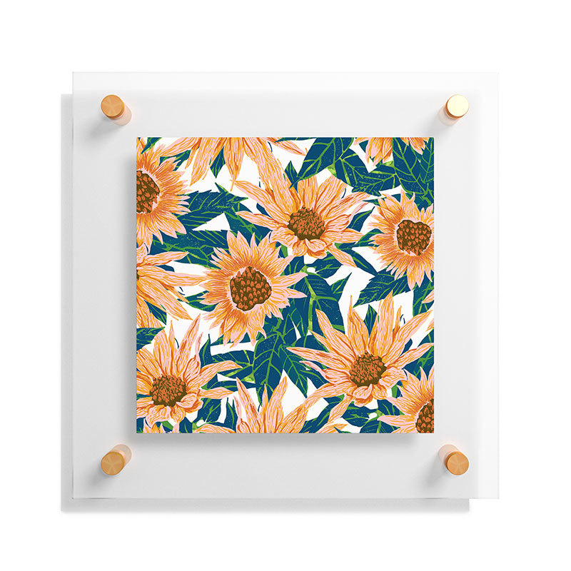 83 Oranges Blush Sunflowers Floating Acrylic Print