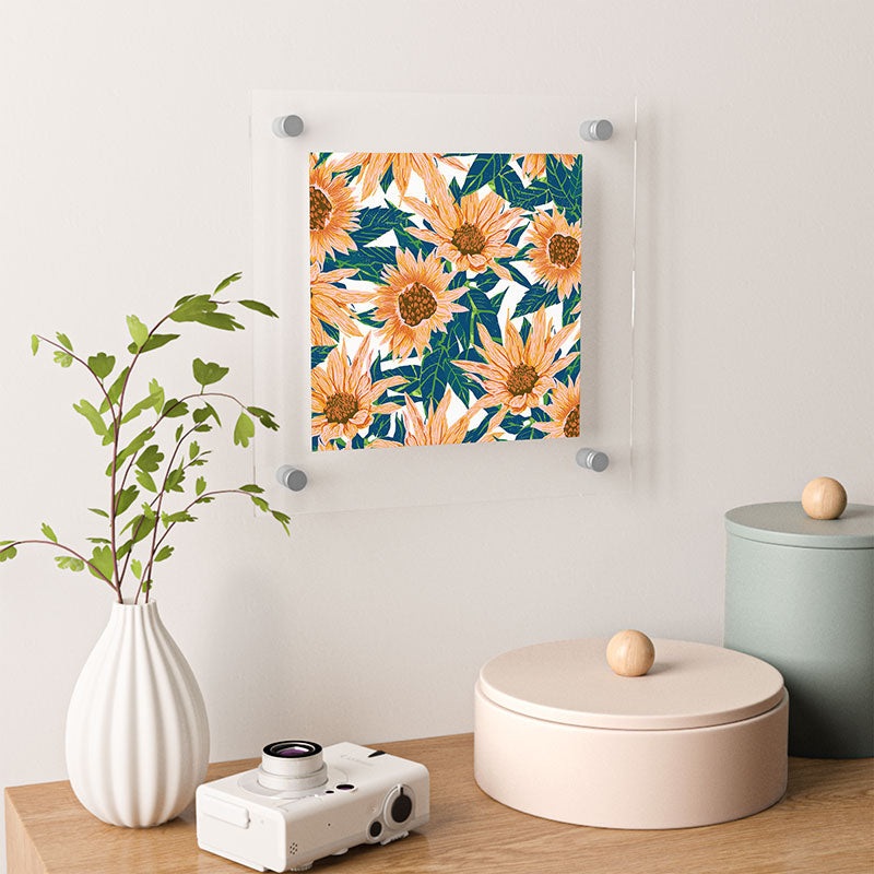 83 Oranges Blush Sunflowers Floating Acrylic Print