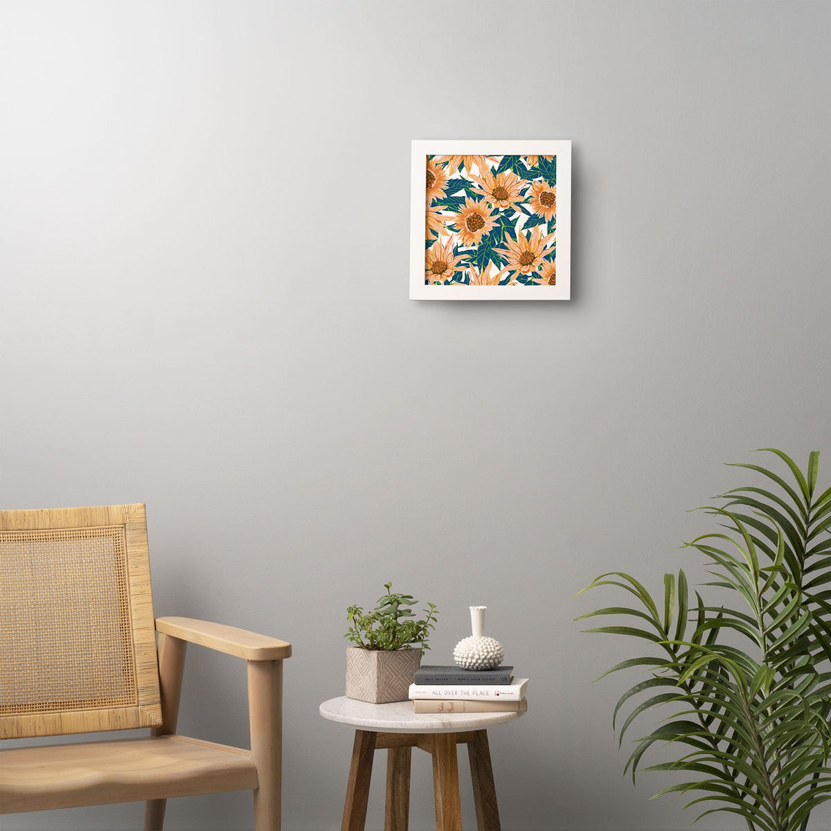83 Oranges Blush Sunflowers Framed Wall Art