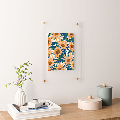 83 Oranges Blush Sunflowers Floating Acrylic Print