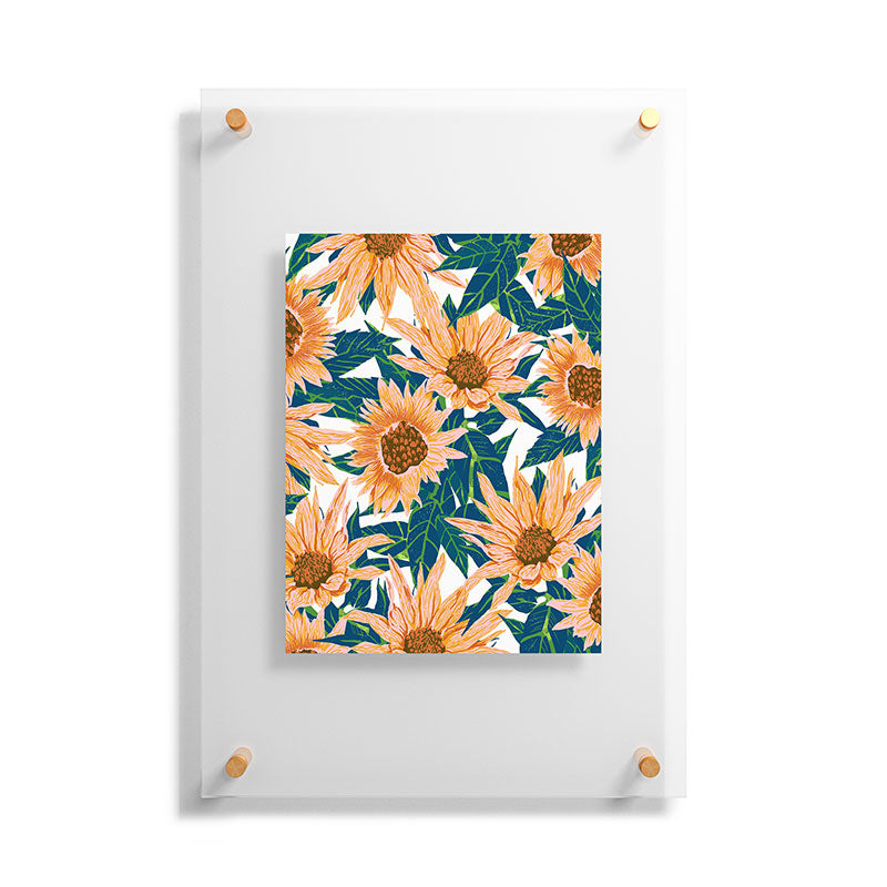83 Oranges Blush Sunflowers Floating Acrylic Print