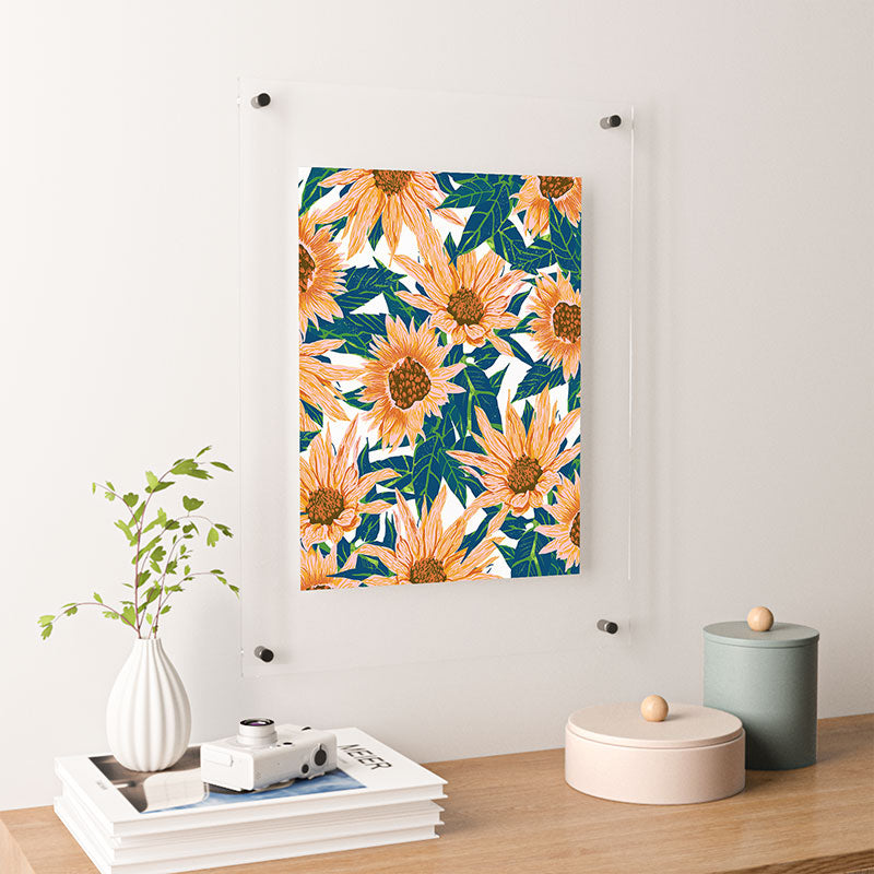83 Oranges Blush Sunflowers Floating Acrylic Print