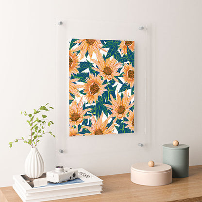 83 Oranges Blush Sunflowers Floating Acrylic Print