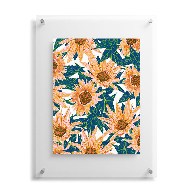 83 Oranges Blush Sunflowers Floating Acrylic Print