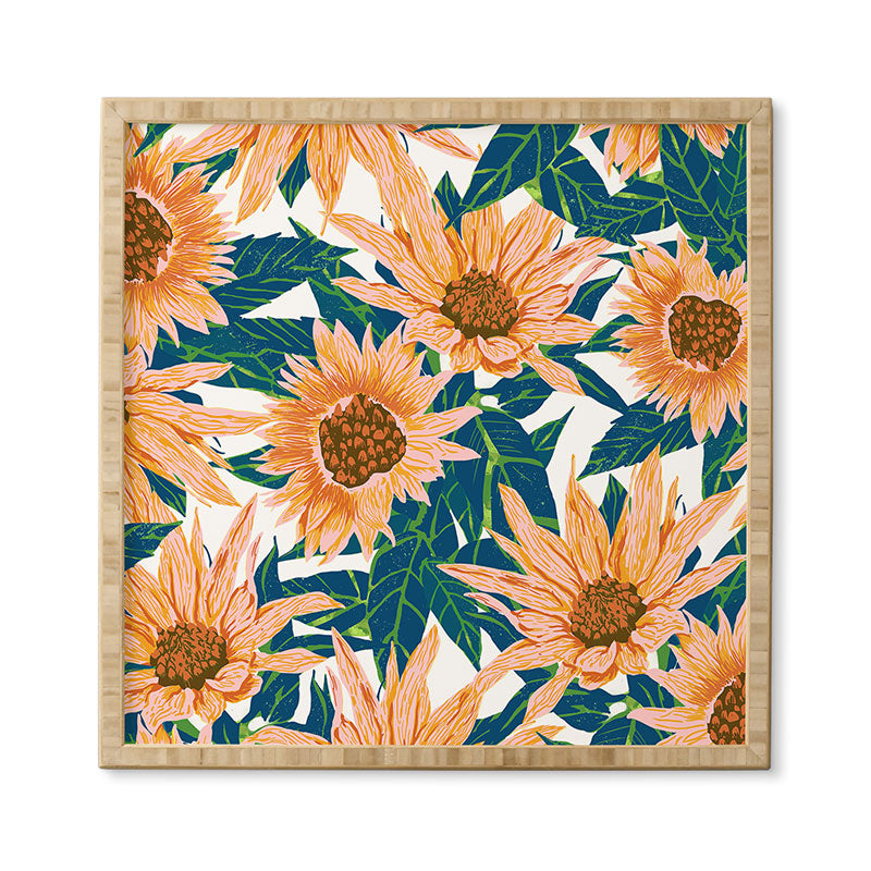83 Oranges Blush Sunflowers Framed Wall Art