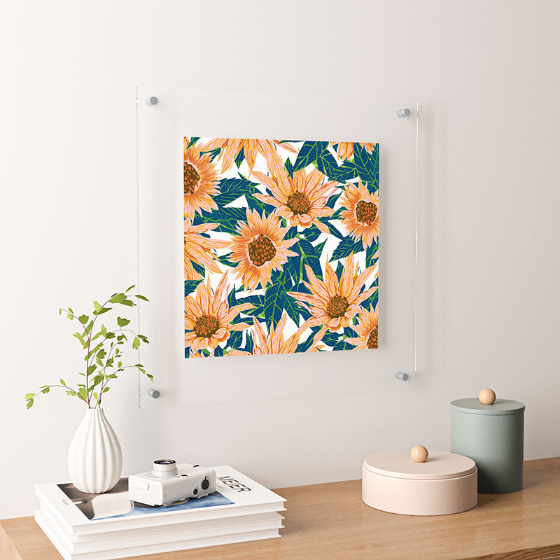 83 Oranges Blush Sunflowers Floating Acrylic Print