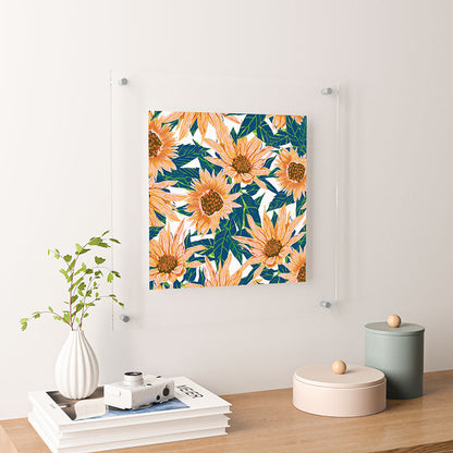 83 Oranges Blush Sunflowers Floating Acrylic Print