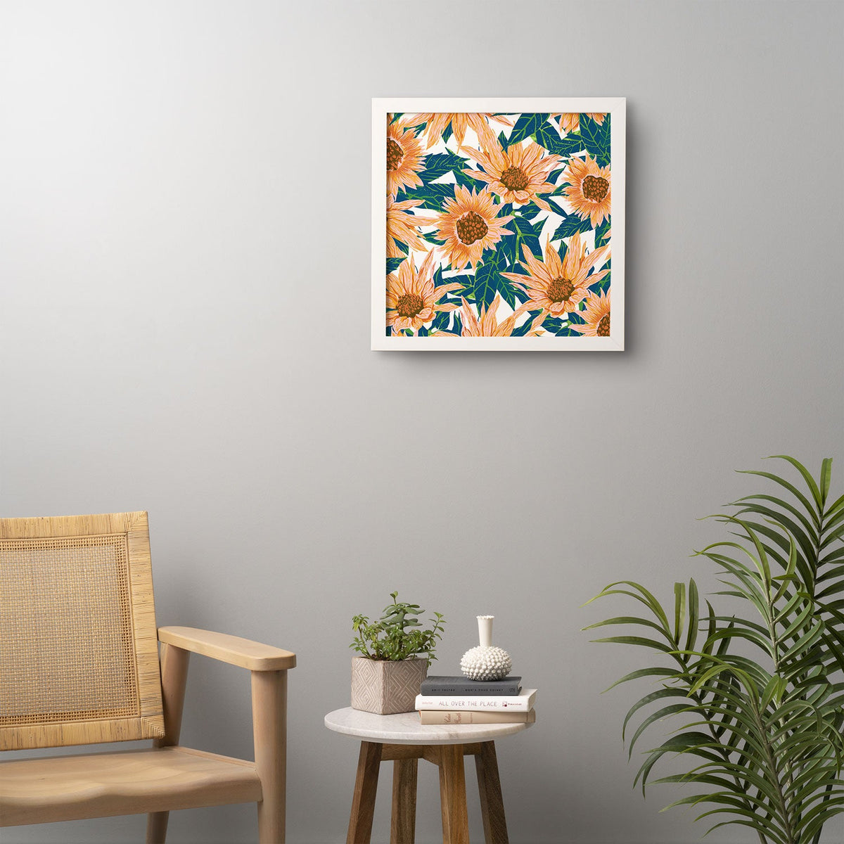 83 Oranges Blush Sunflowers Framed Wall Art