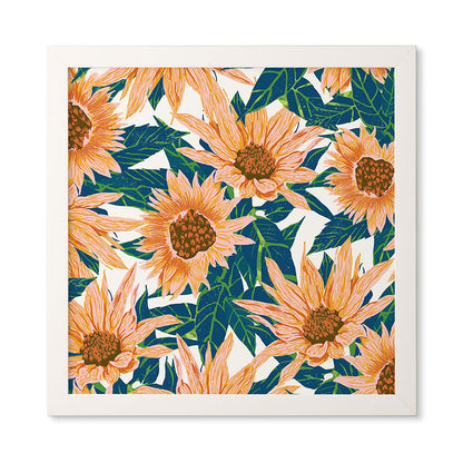 83 Oranges Blush Sunflowers Framed Wall Art
