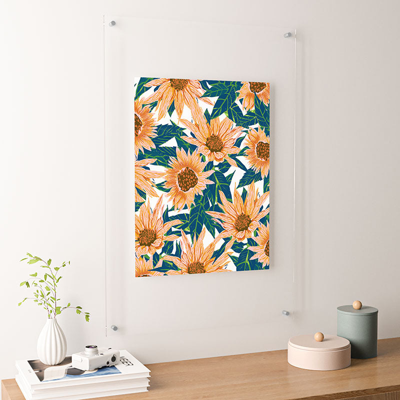 83 Oranges Blush Sunflowers Floating Acrylic Print