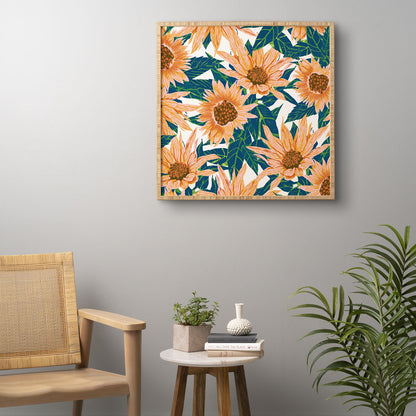 83 Oranges Blush Sunflowers Framed Wall Art