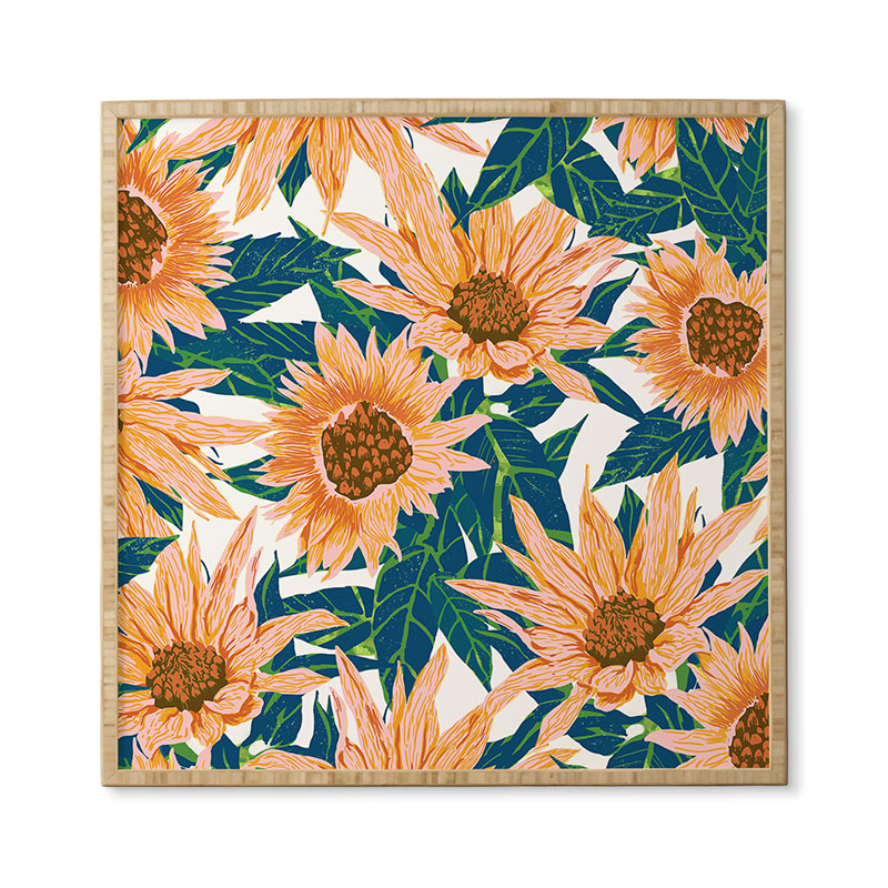 83 Oranges Blush Sunflowers Framed Wall Art