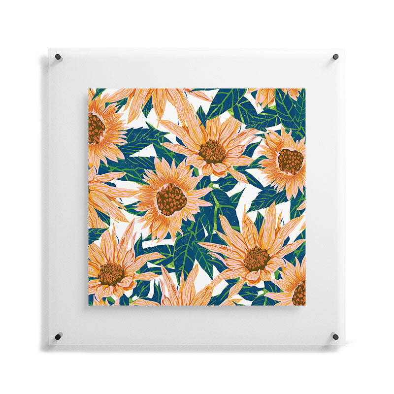 83 Oranges Blush Sunflowers Floating Acrylic Print
