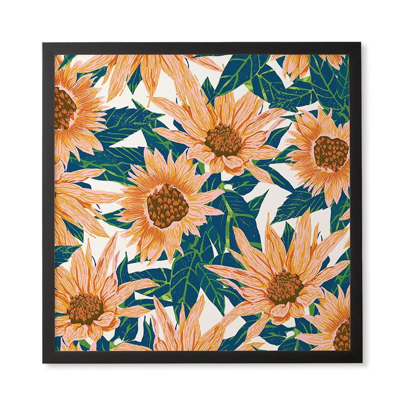 83 Oranges Blush Sunflowers Framed Wall Art