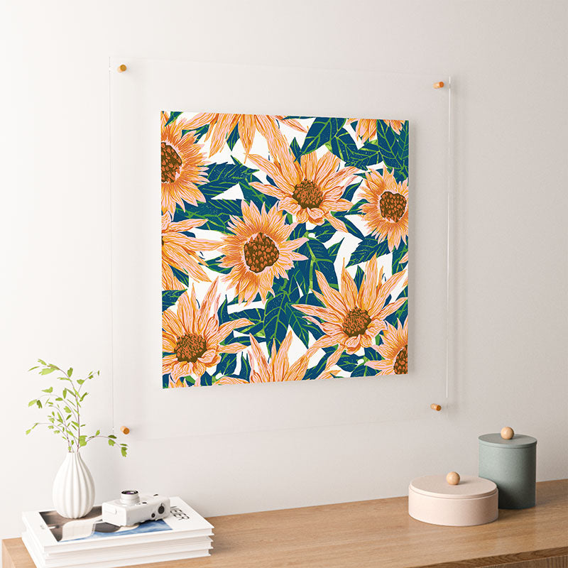 83 Oranges Blush Sunflowers Floating Acrylic Print