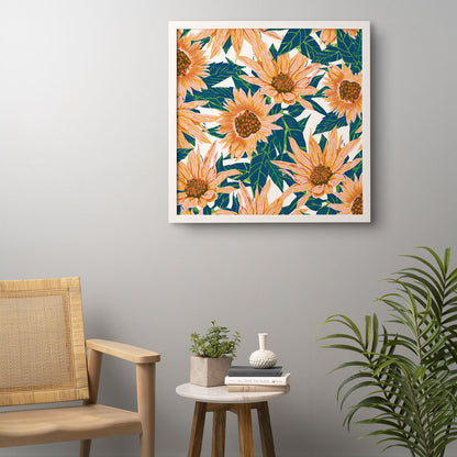 83 Oranges Blush Sunflowers Framed Wall Art