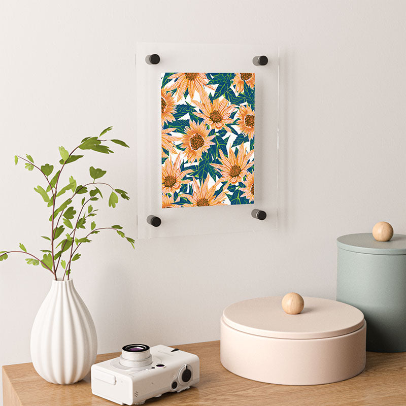 83 Oranges Blush Sunflowers Floating Acrylic Print