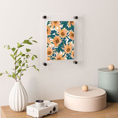 83 Oranges Blush Sunflowers Floating Acrylic Print