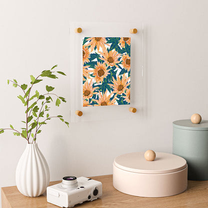 83 Oranges Blush Sunflowers Floating Acrylic Print