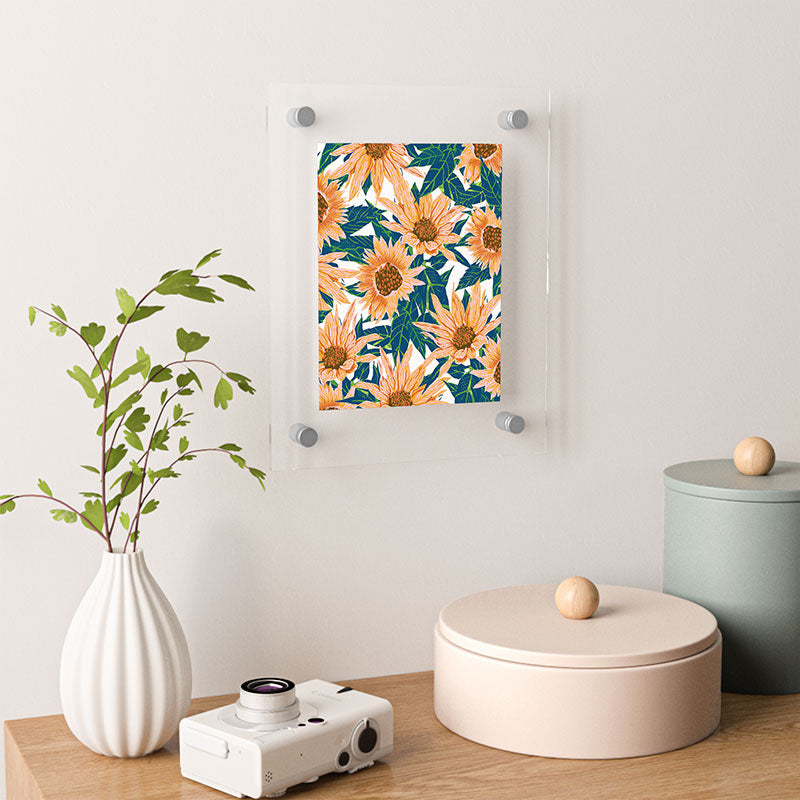 83 Oranges Blush Sunflowers Floating Acrylic Print