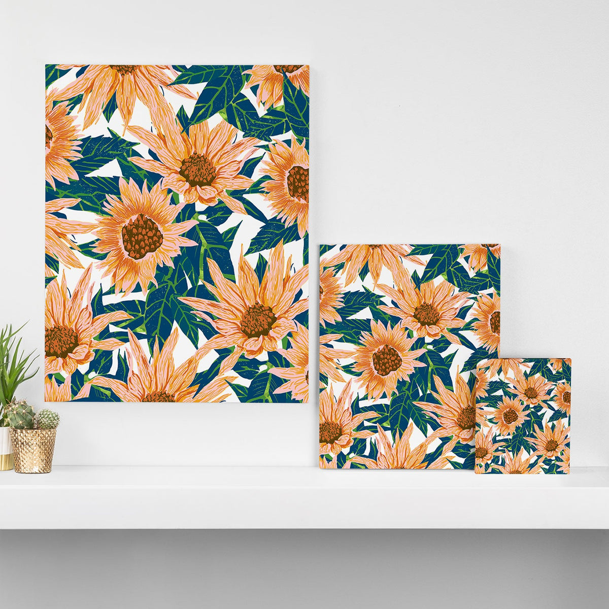 83 Oranges Blush Sunflowers Art Canvas