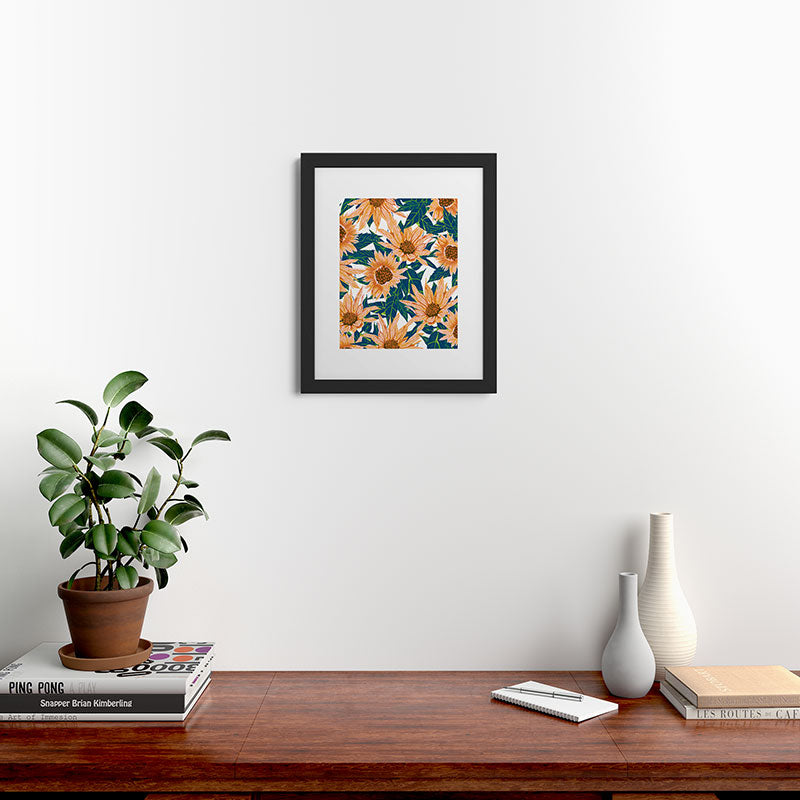 83 Oranges Blush Sunflowers Framed Art Print