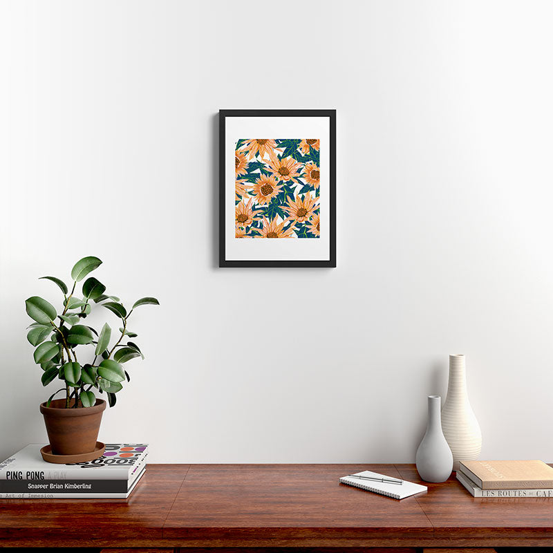 83 Oranges Blush Sunflowers Framed Art Print