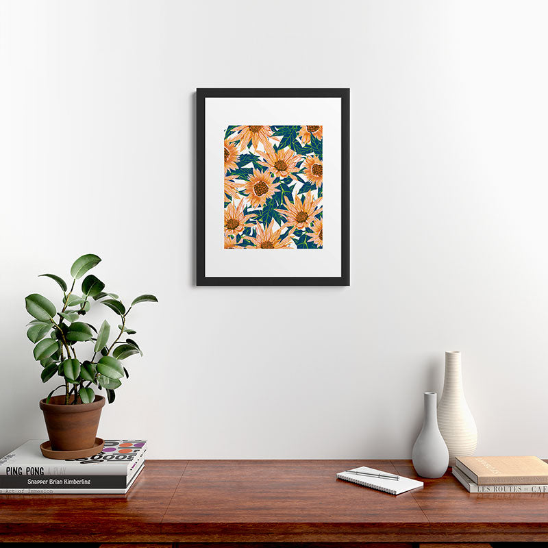 83 Oranges Blush Sunflowers Framed Art Print