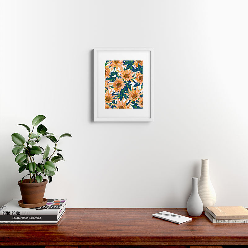 83 Oranges Blush Sunflowers Framed Art Print