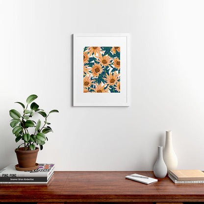 83 Oranges Blush Sunflowers Framed Art Print