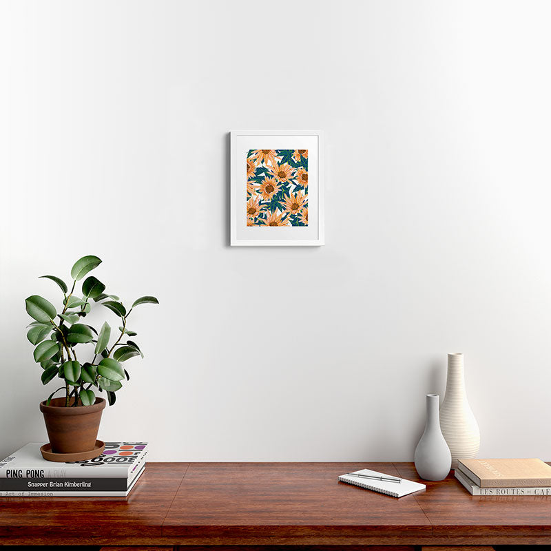 83 Oranges Blush Sunflowers Framed Art Print