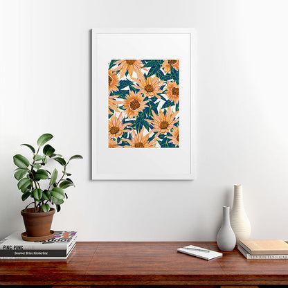 83 Oranges Blush Sunflowers Framed Art Print