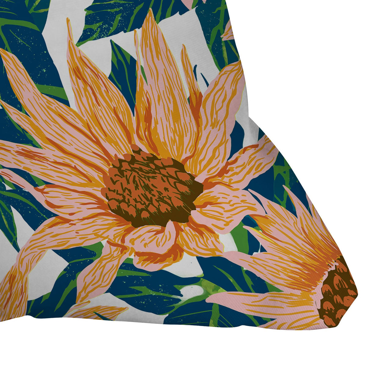 83 Oranges Blush Sunflowers Outdoor Throw Pillow