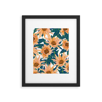 83 Oranges Blush Sunflowers Framed Art Print