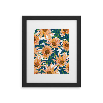 83 Oranges Blush Sunflowers Framed Art Print