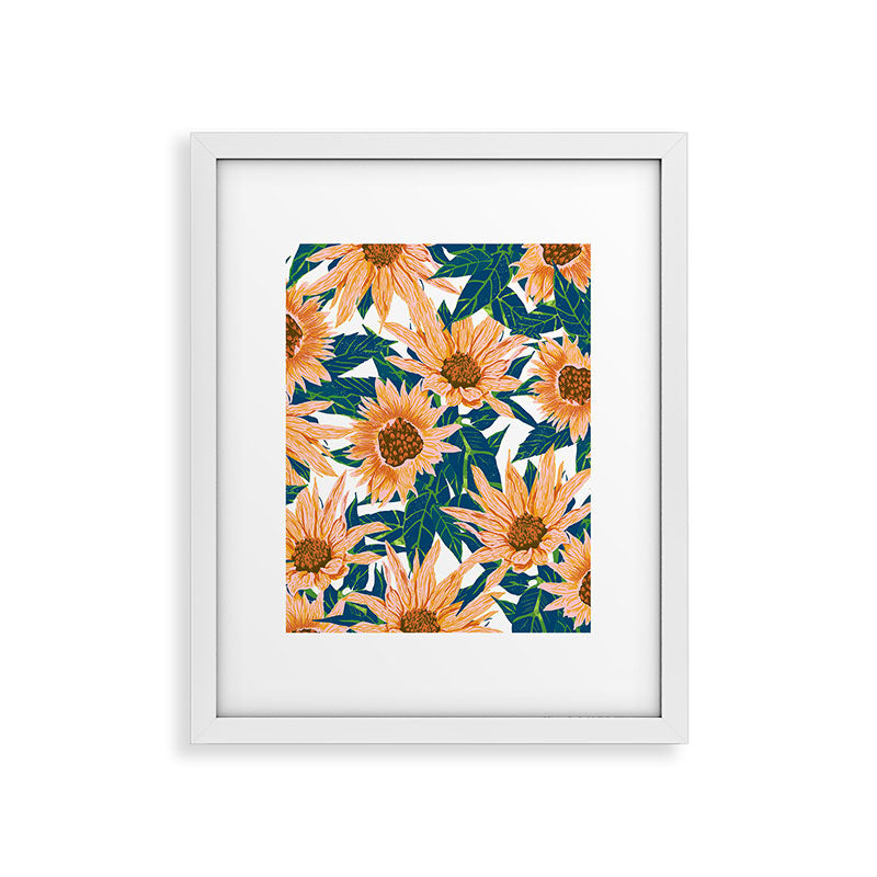 83 Oranges Blush Sunflowers Framed Art Print