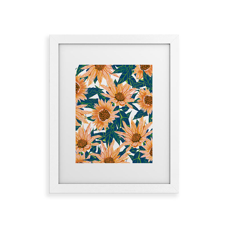83 Oranges Blush Sunflowers Framed Art Print