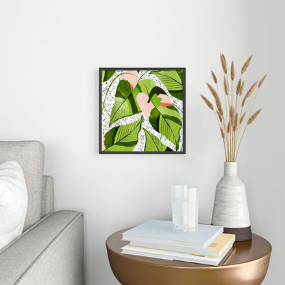83 Oranges Blushing Leaves Square Metal Framed Art Print