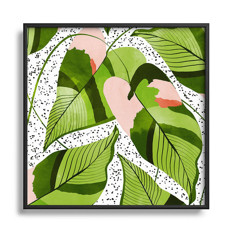 83 Oranges Blushing Leaves Square Metal Framed Art Print