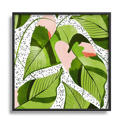 83 Oranges Blushing Leaves Square Metal Framed Art Print