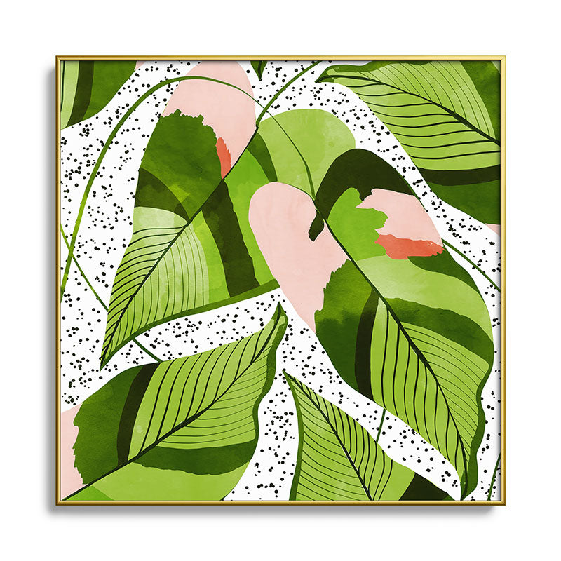 83 Oranges Blushing Leaves Square Metal Framed Art Print