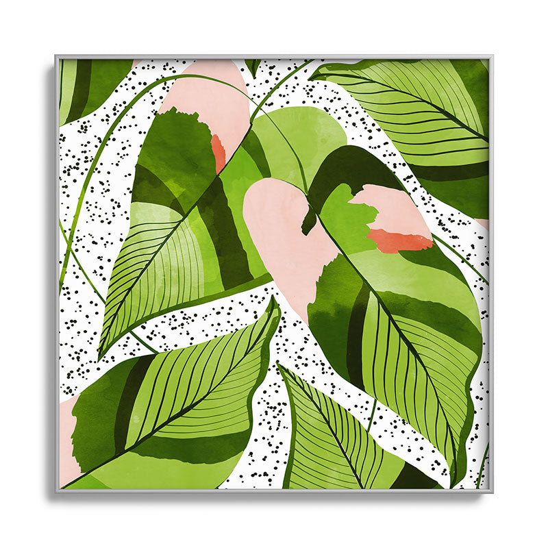 83 Oranges Blushing Leaves Square Metal Framed Art Print