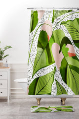 83 Oranges Blushing Leaves Shower Curtain And Mat