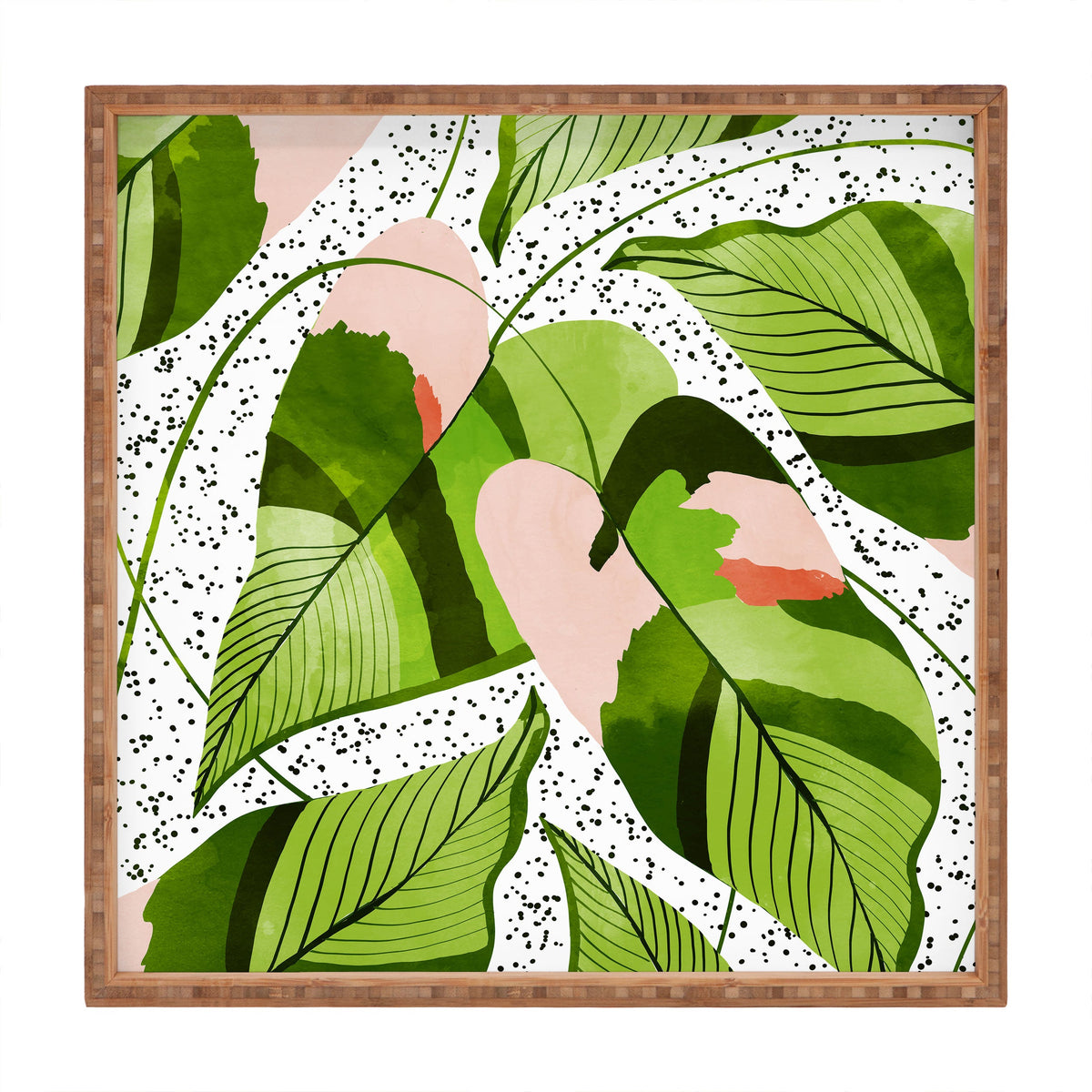 83 Oranges Blushing Leaves Square Tray