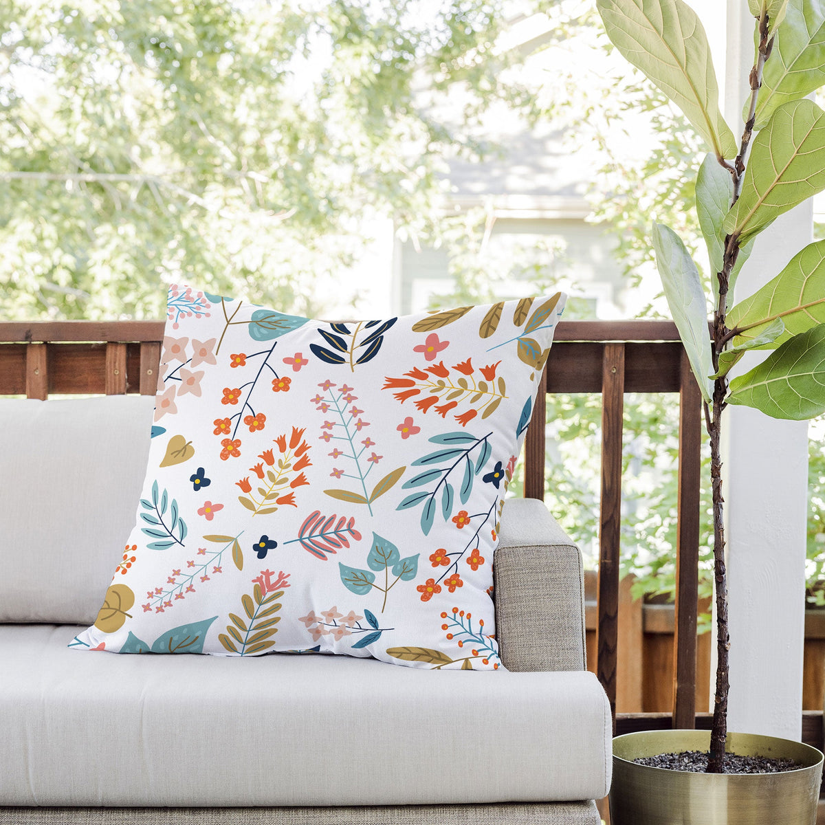 83 Oranges Botanical Harmony Outdoor Throw Pillow