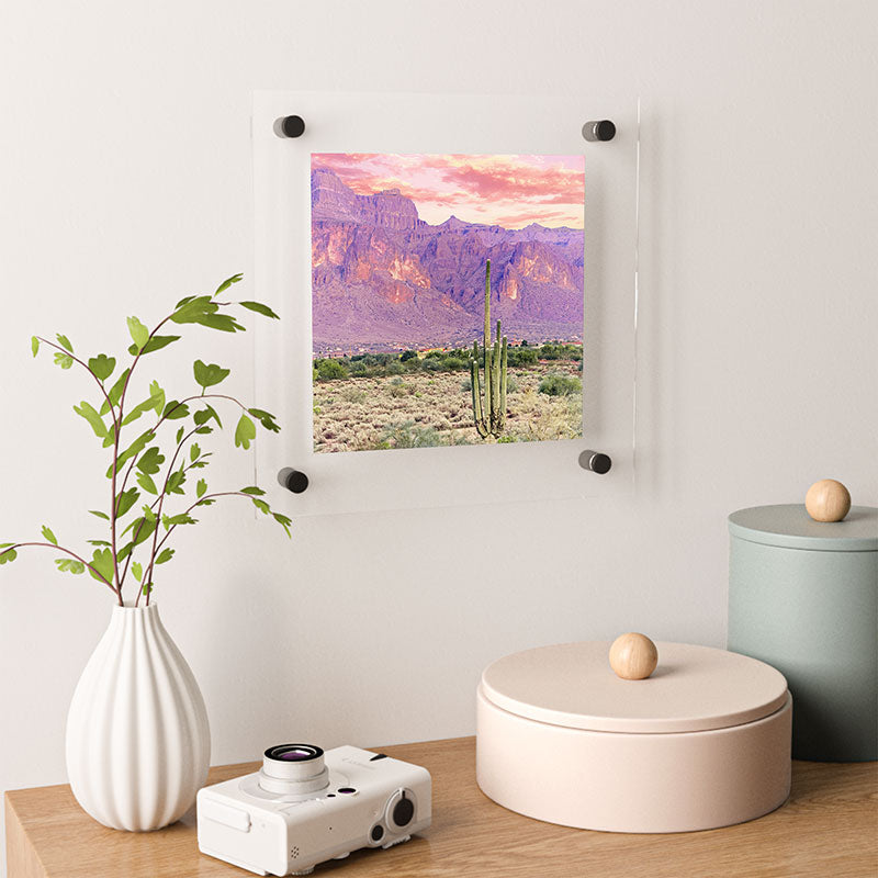 83 Oranges Cactus Sunset Floating Acrylic Print