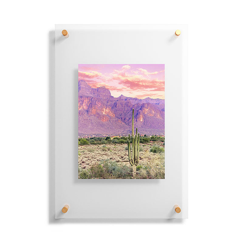 83 Oranges Cactus Sunset Floating Acrylic Print