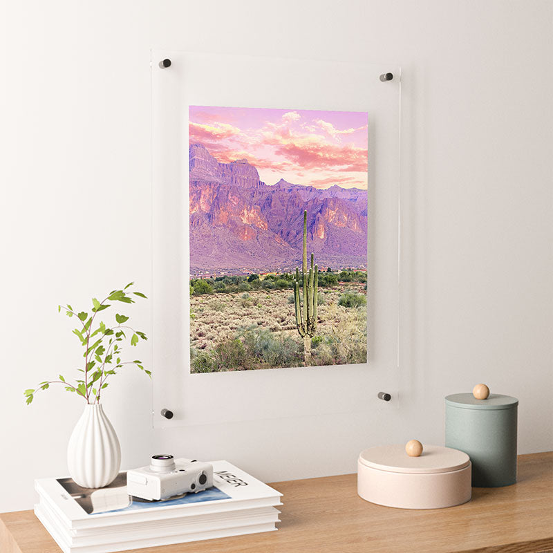 83 Oranges Cactus Sunset Floating Acrylic Print