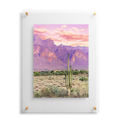 83 Oranges Cactus Sunset Floating Acrylic Print