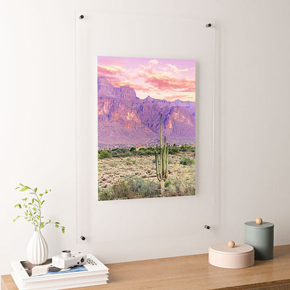 83 Oranges Cactus Sunset Floating Acrylic Print